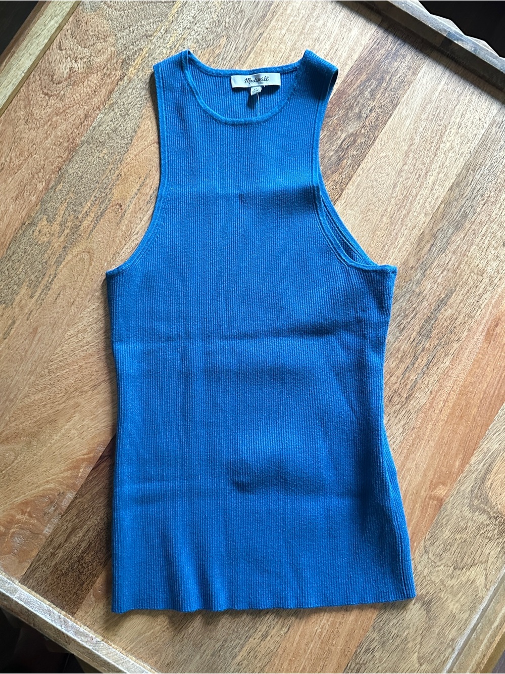 Madewell Teal Blue Sleeveless Ribbed Racerback Tank NWT